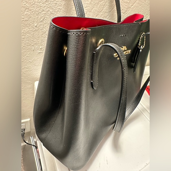 COACH Large Avenue Carryall handbag shoulder bag black leather tote F48733 - Picture 10 of 13